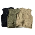 thumbnail image 1 of Xcmzpl Mens Solid Casual Cargo Vest Sleeveless Multi Pockets Vintage Workwear Outdoor Utility Jacket Army Green L, 1 of 5
