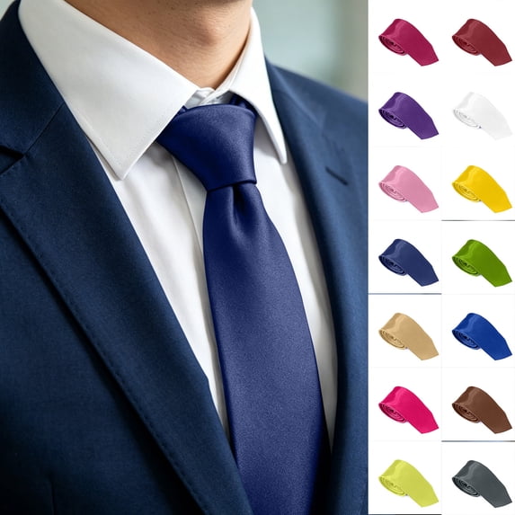 Xcmzpl Mens Solid Color Satin Necktie Classic Formal Tie for Wedding Party Business Office Daily Wear