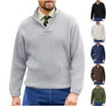 thumbnail image 1 of Xcmzpl Mens Stand Collar Pullover Sweater Big and Tall Cable Knitted Chunky Winter Solid Buttons Twisted Thermal Sweaters, 1 of 6