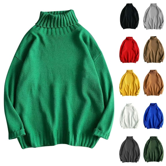 Xcmzpl Mens Turtleneck Sweaters Long Sleeve Mock Neck Knit Sweaters Ribbed Slim Pullover Sweater Oversized Solid Sweater Tops