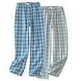 thumbnail image 1 of Xcmzpl Pajama Pants Men Soft Cotton Plaid Pants Elastic Waist Drawstring Baggy Lounge Pants Lightweight Fall Winter Pjs Bottoms, 1 of 4