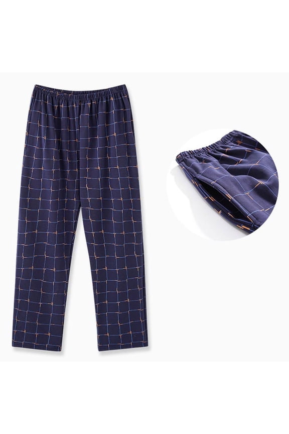 Plaid Pajams Pants for Men Big and Tall Cottom Sleep Bottoms Elastic Waist Baggy Straight Leg Pjs Pants with Pocket