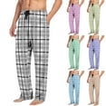 thumbnail image 1 of Xcmzpl Plaid Pants fro Men with Pocket Baggy Cotton Pjs Bottoms Elastic Waist Casual Sleep Pants Color Block Loungewear Pants, 1 of 7