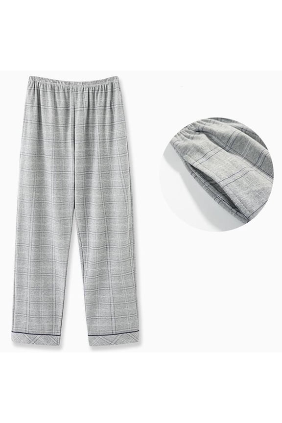 Plaid Pjs Bottoms for Men Elastic Waist Baggy Sleep Pants Big and Tall Lounge Sleepwear Soft Comzy Loungewear with Pocket
