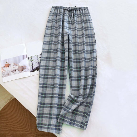 Xcmzpl Plaid Sleep Pants for Men Elastic Waist Drawstring Cottom Pjs Bottoms Baggy Lounge Pants Soft Loungewear Comfy Sleepwear