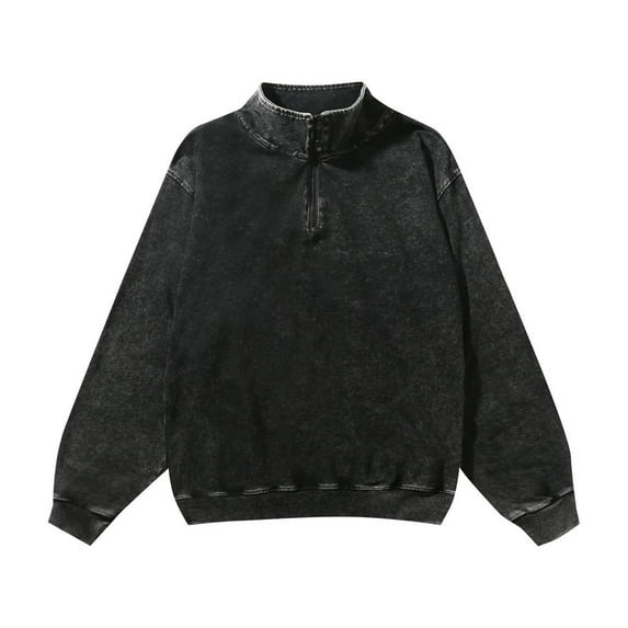 Xcmzpl Quarter Zip Sweatshirts for Men Cozy Warm Stand Collar Pullover Tops Loose Long Sleeve Drop Shoulder Sweatshirts Solid Color Outdoor Sweatshirt