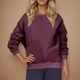 thumbnail image 1 of Xcmzpl Sweatshirts for Women Cute Solid Color Crewneck Sweatshirt Trendy Pullover Tops Cotton Long Sleeve T-shirts Early Fall Fashion, 1 of 6