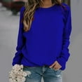 thumbnail image 1 of Xcmzpl Sweatshirts for Women Cute Solid Color Round Neck Sweatshirt Holiday Pullover Tops Workout Long Sleeve T-shirts Early Fall Fashion, 1 of 5