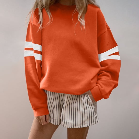 Xcmzpl Sweatshirts for Women Cute Solid Color Round Neck Sweatshirt Lightweight Pullover Tops Cotton Long Sleeve T-shirts Winter Fashion
