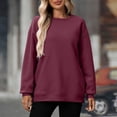 thumbnail image 1 of Xcmzpl Sweatshirts for Women Loose Fit Solid Color Round Neck Sweatshirt Trendy Sweater Tops Soft Long Sleeve Shirts Winter Fashion, 1 of 9