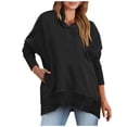 thumbnail image 1 of Xcmzpl Sweatshirts for Women Loose Fit Solid Color V Neck Sweatshirt Trendy Sweater Tops Dressy Casual Long Sleeve T-shirts Fall Fashion, 1 of 4