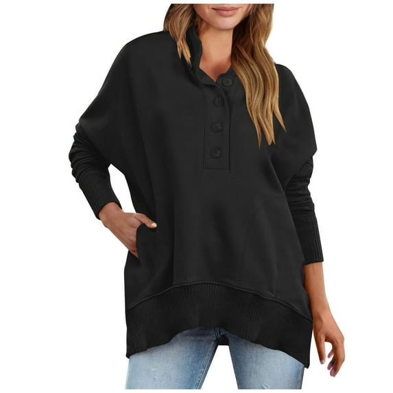 Xcmzpl Sweatshirts for Women Loose Fit Solid Color V Neck Sweatshirt Trendy Sweater Tops Dressy Casual Long Sleeve T-shirts Fall Fashion