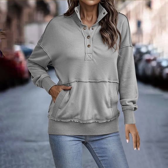 Xcmzpl Sweatshirts for Women Plus Size Solid Color Crewneck Sweatshirt Travel Pullover Tops Soft Long Sleeve T-shirts Early Fall Fashion