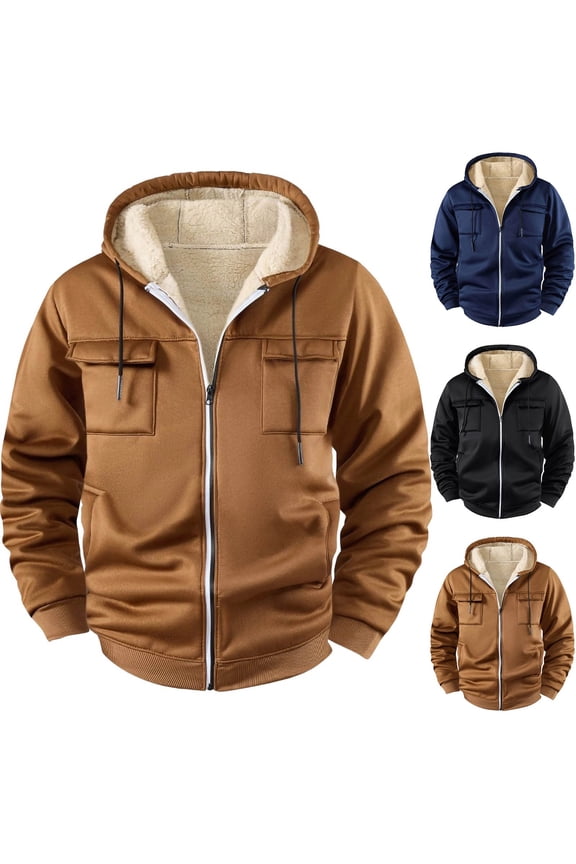 Tactical Hoodies for Men Military Full Zip Pullover Solid Cargo Hoodie Jacket Fleece Lined Hooded Sweatshirt with Pockets