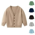 thumbnail image 1 of Xcmzpl Toddler Kids Button Down Knit Caridgans V Neck Long Sleeve Cardigan Sweaters Solid Casual Uniform Cardigans 1-8 Years, 1 of 9