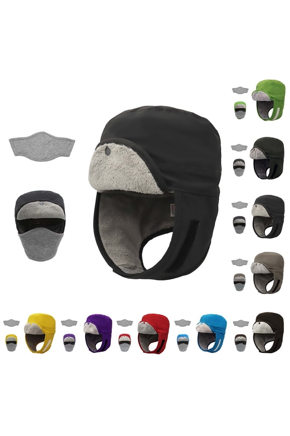 Trapper Hat for Men Women Windproof Trooper Hat Fleece Lined Ear Flaps Warm Winter Outdoor Hats for Cycling Hiking