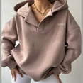thumbnail image 1 of Xcmzpl Women's Fleece Hoodies Cute Solid Color Hooded Sweatshirt Trendy Sweater Tops Workout Long Sleeve Blouses Early Fall Fashion, 1 of 6