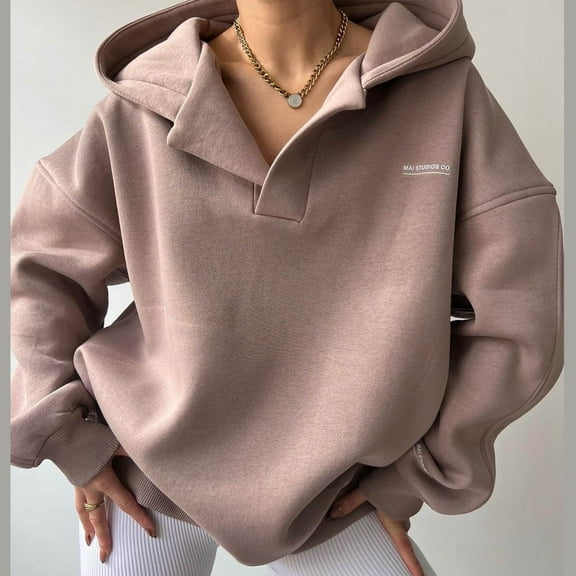 Xcmzpl Women's Fleece Hoodies Cute Solid Color Hooded Sweatshirt Trendy Sweater Tops Workout Long Sleeve Blouses Early Fall Fashion