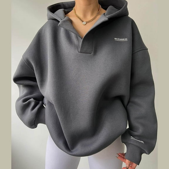 Xcmzpl Women's Fleece Hoodies Cute Solid Color Hooded Sweatshirt Trendy Sweater Tops Workout Long Sleeve Blouses Early Fall Fashion
