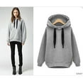 thumbnail image 1 of Xcmzpl Women's Fleece Sweatshirts Cute Solid Color Crewneck Sweatshirt Oversized Pullover Tops Comfort Long Sleeve Blouses Winter Fashion, 1 of 3