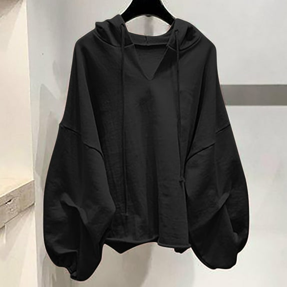 Xcmzpl Women's Hoodies Basic Solid Color Hooded Sweatshirt Holiday Sweater Tops Comfort Long Sleeve Blouses Fall Fashion