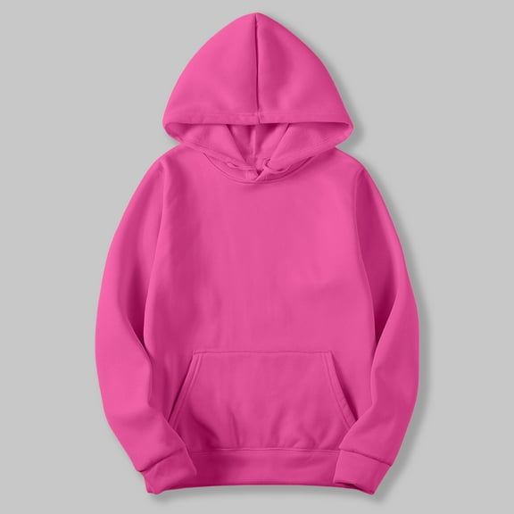 Xcmzpl Women's Hoodies Basic Solid Color Hooded Sweatshirt Travel Pullover Tops Cotton Long Sleeve Shirts Winter Fashion