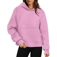 thumbnail image 1 of Xcmzpl Women's Hoodies Basic Solid Color Hooded Sweatshirt Trendy Pullover Tops Comfort Long Sleeve Shirts Fall Clothes, 1 of 9