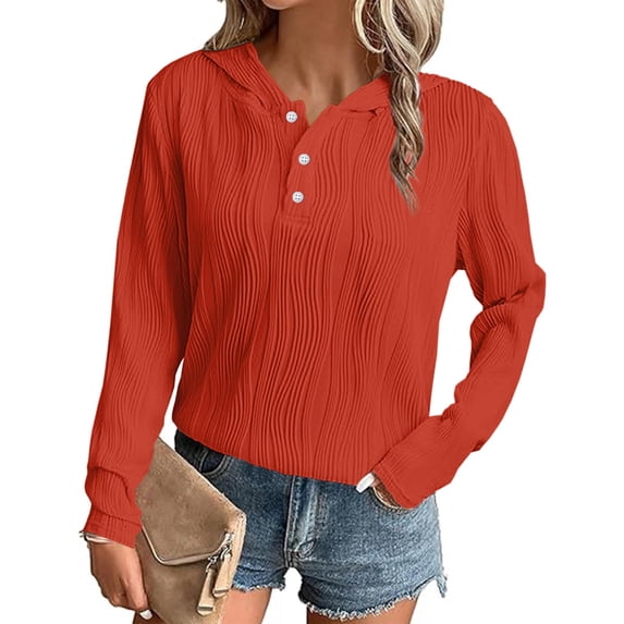 Xcmzpl Women's Hoodies Cute Solid Color Hooded Sweatshirt Holiday Pullover Tops Cotton Long Sleeve Blouses Fall Fashion