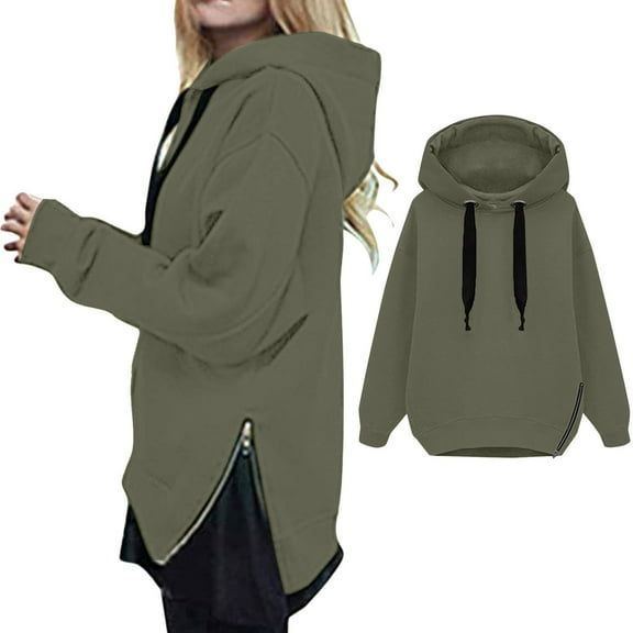 Xcmzpl Women's Hoodies Loose Fit Solid Color Hooded Sweatshirt Travel Sweater Tops Work Long Sleeve Blouses Early Fall Fashion