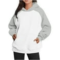 thumbnail image 1 of Xcmzpl Women's Hoodies Plus Size Solid Color Hooded Sweatshirt Lightweight Sweater Tops Tunic Long Sleeve Shirts Early Fall Fashion, 1 of 4