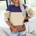 thumbnail image 1 of Xcmzpl Women's Sweatshirts Basic Color Block Crewneck Sweatshirt Fashion Pullover Tops Work Long Sleeve T-shirts Winter Fashion, 1 of 6