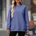 thumbnail image 1 of Xcmzpl Women's Sweatshirts Basic Solid Color Round Neck Sweatshirt Fashion Sweater Tops Cotton Long Sleeve Shirts Early Fall Fashion, 1 of 9