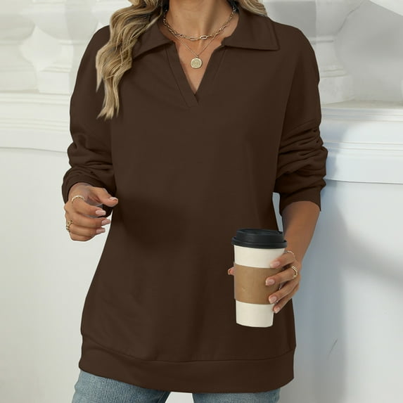 Xcmzpl Women's Sweatshirts Basic Solid Color Round Neck Sweatshirt Trendy Pullover Tops Workout Long Sleeve T-shirts Winter Fashion