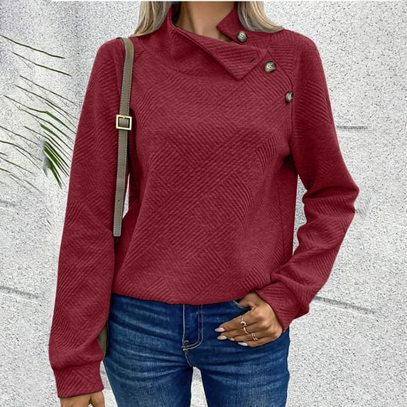 Xcmzpl Women's Sweatshirts Casual Solid Color Round Neck Sweatshirt Holiday Pullover Tops Tunic Long Sleeve T-shirts Winter Fashion
