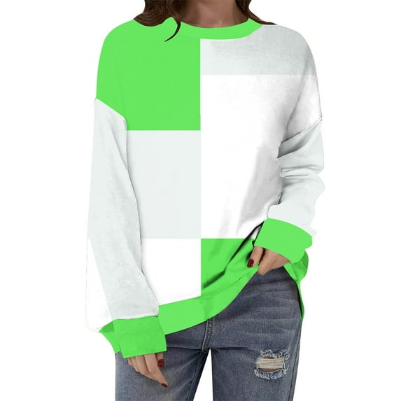 Xcmzpl Women's Sweatshirts Loose Fit Solid Color Crewneck Sweatshirt Athletic Sweater Tops Workout Long Sleeve Blouses Early Fall Fashion