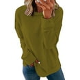 thumbnail image 1 of Xcmzpl Women's Sweatshirts Loose Fit Solid Color Round Neck Sweatshirt Fashion Pullover Tops Workout Long Sleeve Shirts Early Fall Fashion, 1 of 6