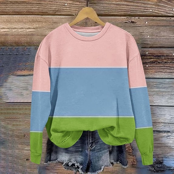 Xcmzpl Women's Sweatshirts Plus Size Solid Color Crewneck Sweatshirt Holiday Pullover Tops Comfort Long Sleeve T-shirts Early Fall Fashion