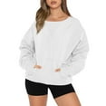 thumbnail image 1 of Xcmzpl Women's Sweatshirts Plus Size Solid Color Round Neck Sweatshirt Oversized Sweater Tops Tunic Long Sleeve Blouses Fall Fashion, 1 of 5