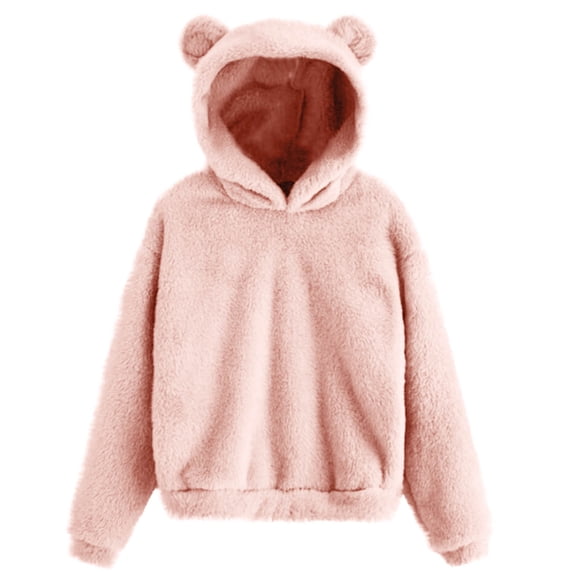 Xcmzpl Womens Fleece Hoodies Casual Solid Color Hooded Sweatshirt Oversized Pullover Tops Dressy Casual Long Sleeve Shirts Early Fall Fashion