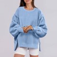 thumbnail image 1 of Xcmzpl Womens Fleece Sweatshirts Casual Solid Color Round Neck Sweatshirt Holiday Sweater Tops Tunic Long Sleeve Blouses Fall Clothes, 1 of 9