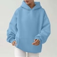 thumbnail image 1 of Xcmzpl Womens Hoodies Basic Solid Color Hooded Sweatshirt Holiday Sweater Tops Cotton Long Sleeve Blouses Fall Clothes, 1 of 6