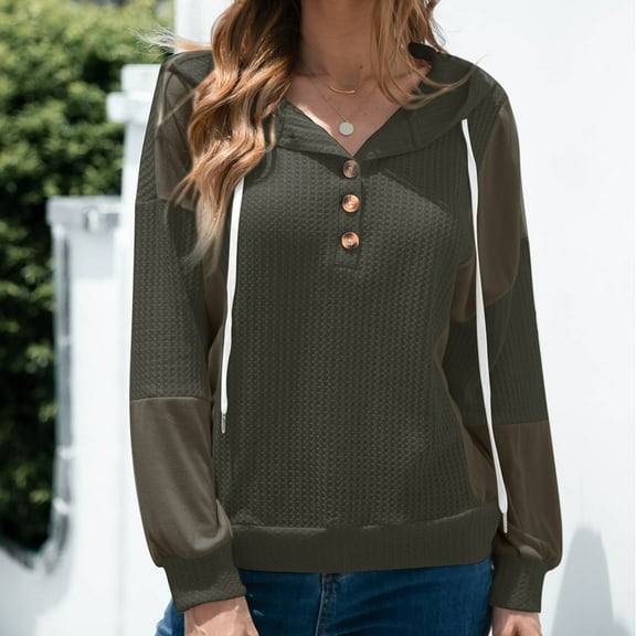Xcmzpl Womens Hoodies Casual Color Block Hooded Sweatshirt Lightweight Sweater Tops Cotton Long Sleeve Blouses Fall Clothes