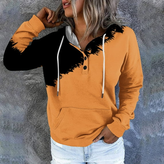 Xcmzpl Womens Hoodies Cute Color Block Hooded Sweatshirt Fashion Sweater Tops Comfort Long Sleeve Shirts Winter Fashion