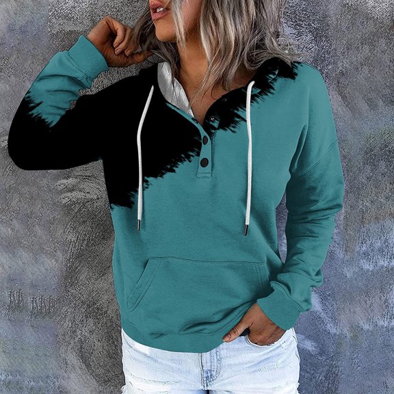 Xcmzpl Womens Hoodies Cute Color Block Hooded Sweatshirt Fashion Sweater Tops Comfort Long Sleeve Shirts Winter Fashion