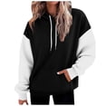 thumbnail image 1 of Xcmzpl Womens Hoodies Loose Fit Color Block Hooded Sweatshirt Holiday Pullover Tops Tunic Long Sleeve T-shirts Early Fall Fashion, 1 of 7
