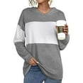 thumbnail image 1 of Xcmzpl Womens Hoodies Loose Fit Color Block Hooded Sweatshirt Trendy Sweater Tops Workout Long Sleeve Blouses Fall Fashion, 1 of 6
