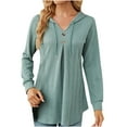 thumbnail image 1 of Xcmzpl Womens Hoodies Loose Fit Solid Color Hooded Sweatshirt Lightweight Sweater Tops Cotton Long Sleeve Shirts Fall Fashion, 1 of 4