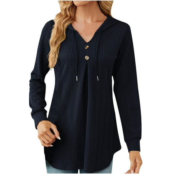 Xcmzpl Womens Hoodies Loose Fit Solid Color Hooded Sweatshirt Lightweight Sweater Tops Cotton Long Sleeve Shirts Fall Fashion