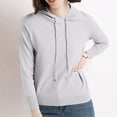 thumbnail image 1 of Xcmzpl Womens Knit Hoodies Basic Solid Color Hooded Sweatshirt Fashion Sweater Tops Cotton Long Sleeve Shirts Early Fall Fashion, 1 of 9