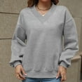 thumbnail image 1 of Xcmzpl Womens Sweatshirts Basic Solid Color V Neck Sweatshirt Trendy Sweater Tops Comfort Long Sleeve T-shirts Winter Fashion, 1 of 8